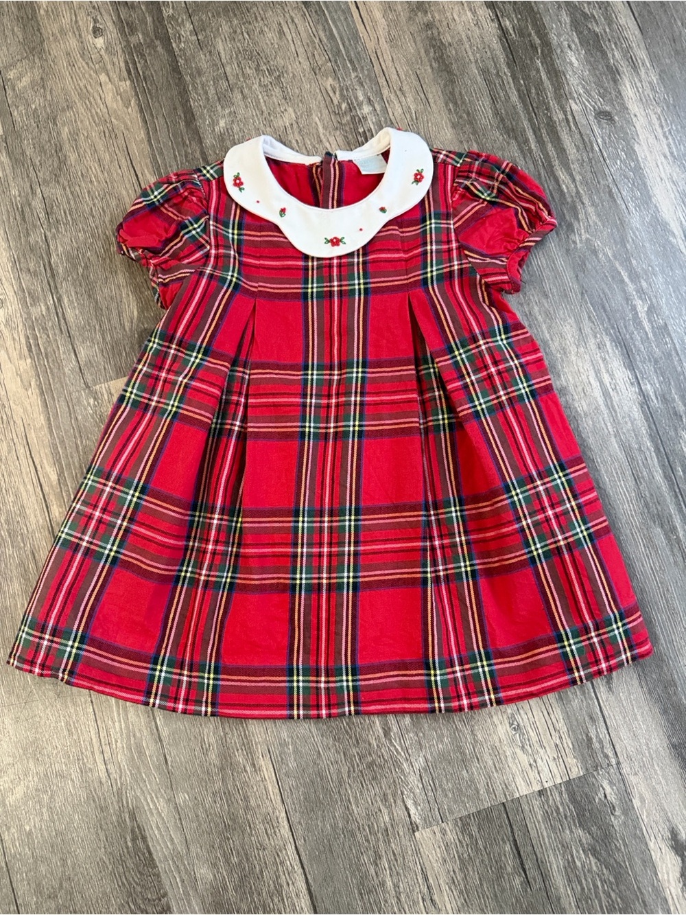 Edgehill Collection Red tartan festive Plaid Dress with White Collar 9M